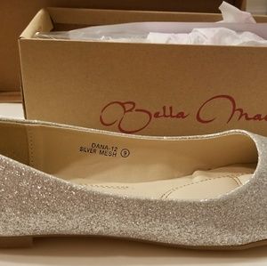 Silver glitter flats